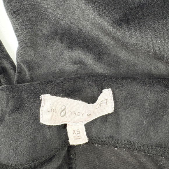 Lou And Grey For Loft XS Velour Black Pants Soft Sweat Pants Pull-On Drawstring - Picture 6 of 8